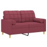 Canapé 2 places avec oreillers bordeaux 120 cm tissu 630921630921