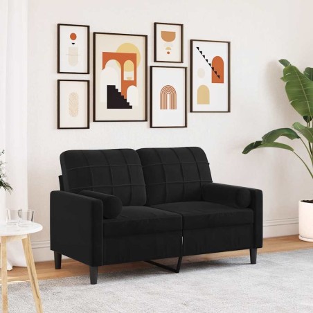 Canapé 2 places avec oreillers décoratifs noir 120 cm velours 630922630922