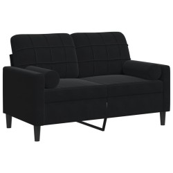 Canapé 2 places avec oreillers décoratifs noir 120 cm velours 630922630922