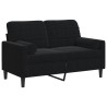 Canapé 2 places avec oreillers décoratifs noir 120 cm velours 630922630922