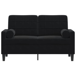 Canapé 2 places avec oreillers décoratifs noir 120 cm velours 630922630922