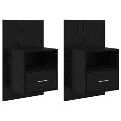 Cabinet de chevet avec tiroir 2 pcs Chêne noir 50 x 32.5 x 80cm 630925630925