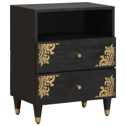 Cabinet de chevet Noir 50 x 33 x 62 cm Bois de mangue massif 630928630928