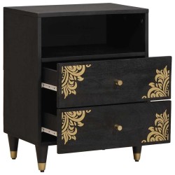 Cabinet de chevet Noir 50 x 33 x 62 cm Bois de mangue massif 630928630928