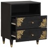 Cabinet de chevet Noir 50 x 33 x 62 cm Bois de mangue massif 630928630928
