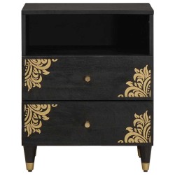 Cabinet de chevet Noir 50 x 33 x 62 cm Bois de mangue massif 630928630928