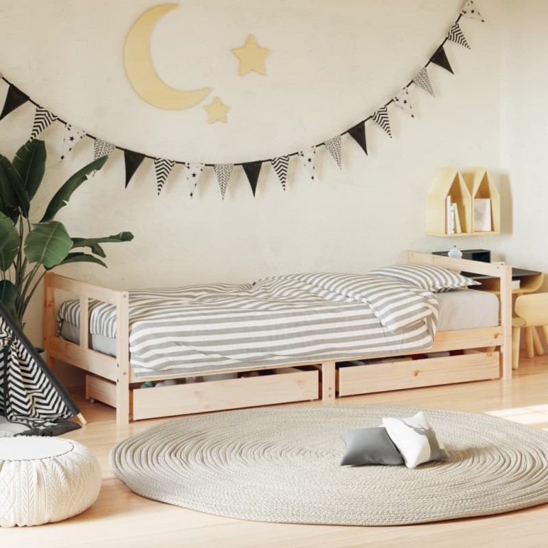 Cadre de lit pour enfants gris 80x200 cm bois de pin massif 630933630933