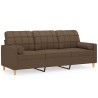 Canapé 3 places avec oreillers décoratifs marron 180 cm tissu 630934630934