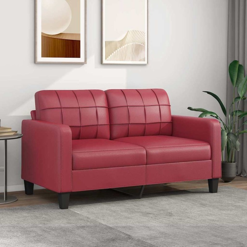 Canapé à 2 places Rouge bordeaux 140 cm Similicuir 630941630941