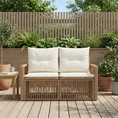 Canapé de jardin 2-Nombre de places Beige polyrotin 630943630943