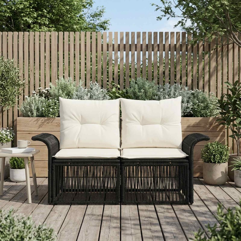 Canapé de jardin 2-Nombre de places Noir polyrotin 630944630944