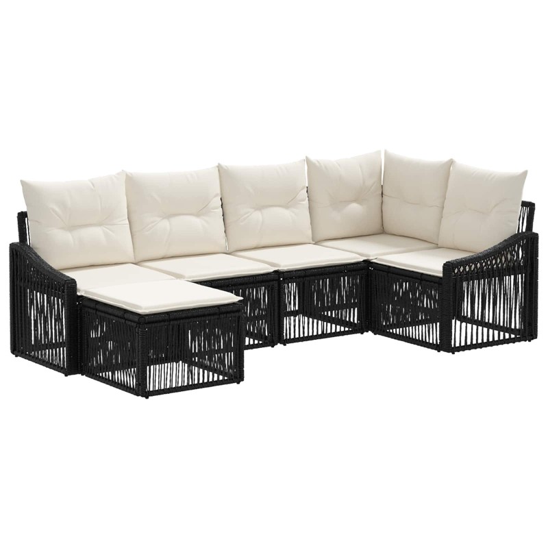 Ensemble de canapé de jardin 6 pcs Noir polyrotin 630948630948