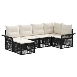 Ensemble de canapé de jardin 6 pcs Noir polyrotin 630949630949