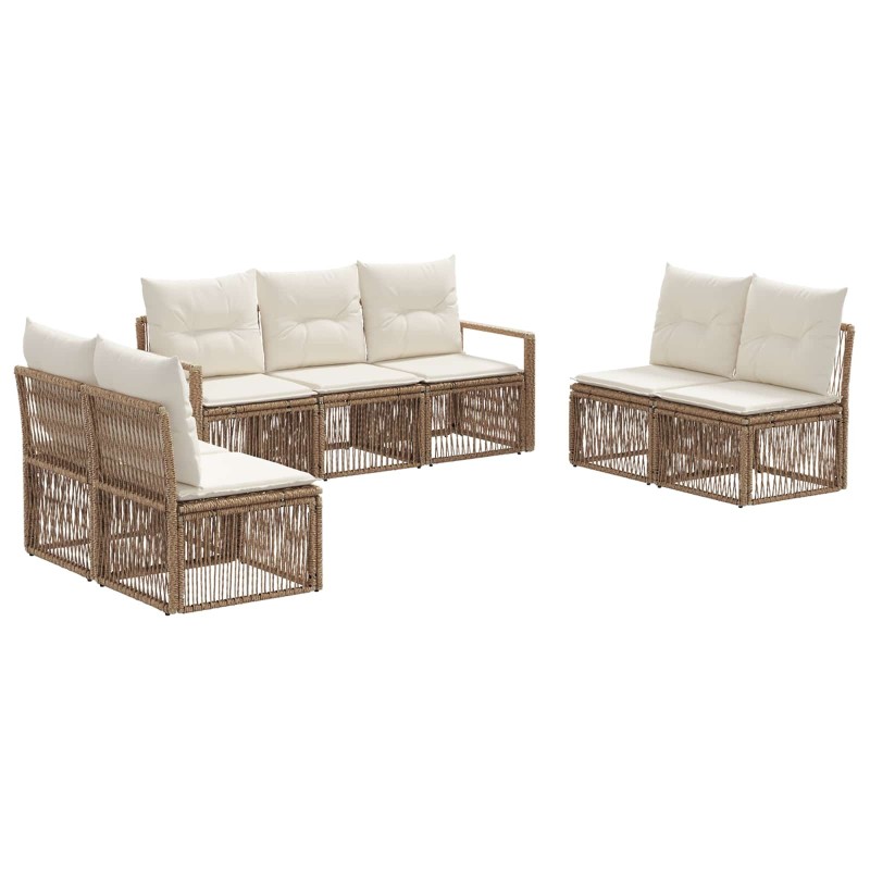 Ensemble de canapé de jardin 7 pcs Beige polyrotin 630950630950