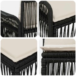 Ensemble de canapé de jardin 6 pcs Noir polyrotin 630951630951