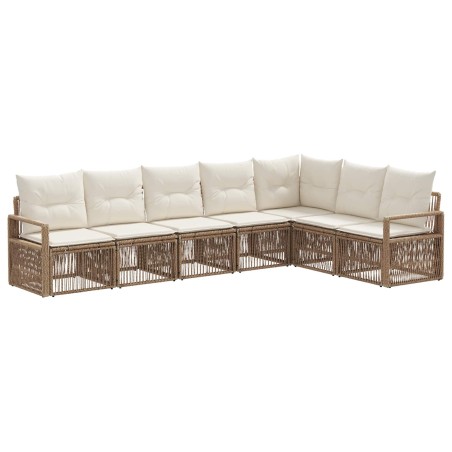 Ensemble de canapé de jardin 7 pcs Beige polyrotin 630953630953