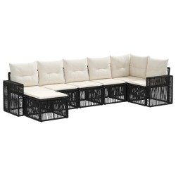Ensemble de canapé de jardin 7 pcs Noir et blanc crème 630954630954