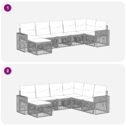 Ensemble de canapé de jardin 7 pcs Noir et blanc crème 630954630954