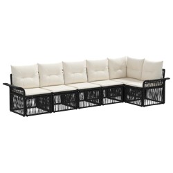 Ensemble de canapé de jardin 6 pcs Noir polyrotin 630955630955