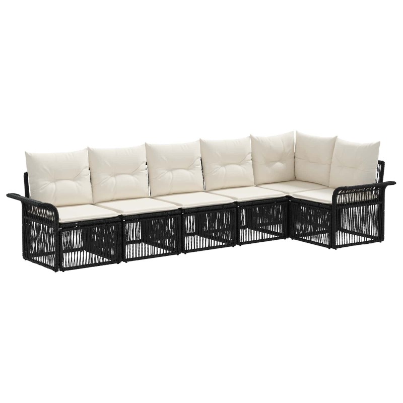 Ensemble de canapé de jardin 6 pcs Noir polyrotin 630955630955