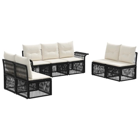 Ensemble de canapé de jardin 7 pcs Noir polyrotin 630957630957