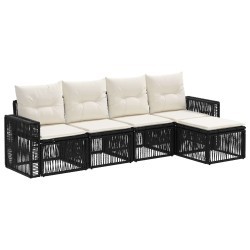 Ensemble de canapé de jardin 5 pcs Noir et blanc crème 630958630958