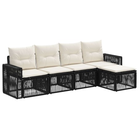 Ensemble de canapé de jardin 5 pcs Noir et blanc crème 630958630958
