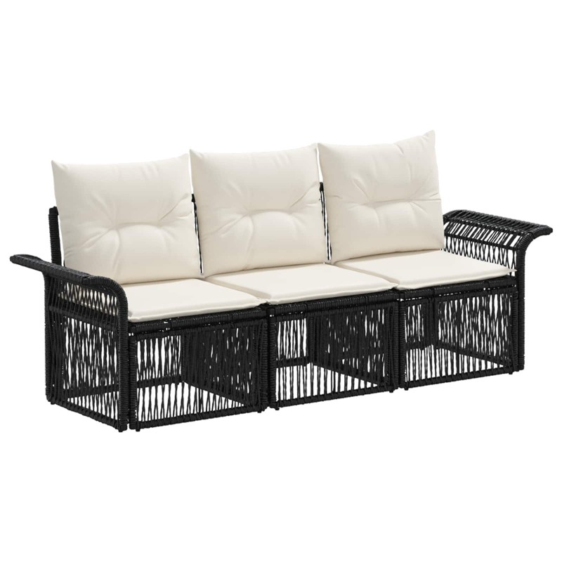 Ensemble de canapé de jardin 3 pcs Noir polyrotin 630959630959