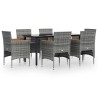 Ensemble à manger de jardin coussins 7pcs Gris et noir 630960630960