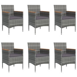 Ensemble à manger de jardin coussins 7pcs Gris et noir 630960630960