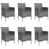 Ensemble à manger de jardin coussins 7pcs Gris et noir 630960630960