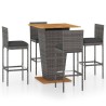 Ensemble de bar de jardin 5 pcs et coussins Résine tressée Gris 630961630961