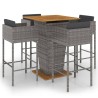 Ensemble de bar de jardin 5 pcs et coussins Résine tressée Gris 630962630962