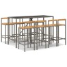 Ensemble de bar jardin 9 pcs gris poly rotin/bois massif acacia 630963630963