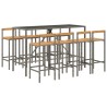Ensemble de bar jardin 9 pcs gris poly rotin/bois massif acacia 630963630963