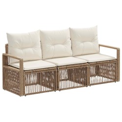 Ensemble de canapé de jardin 3 pcs Beige polyrotin 630965630965