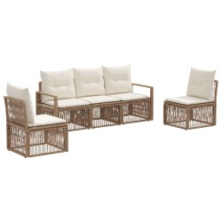 Ensemble de canapé de jardin 5 pcs Beige polyrotin 630966630966