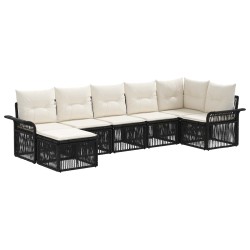 Ensemble de canapé de jardin 7 pcs Noir polyrotin 630967630967