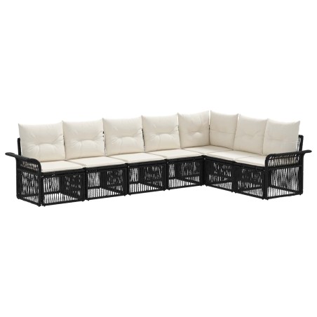 Ensemble de canapé de jardin 7 pcs Noir polyrotin 630968630968