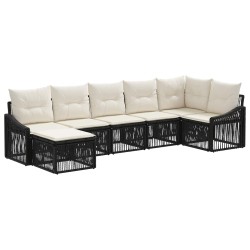 Ensemble de canapé de jardin 7 pcs Noir polyrotin 630970630970