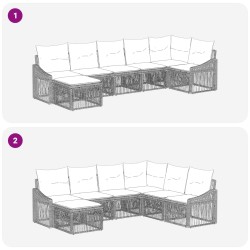 Ensemble de canapé de jardin 7 pcs Noir polyrotin 630970630970