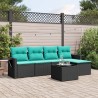 Ensemble de canapé de jardin 6 pcs avec coussins noir résine tressée 630974630974