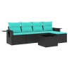 Ensemble de canapé de jardin 6 pcs avec coussins noir résine tressée 630974630974