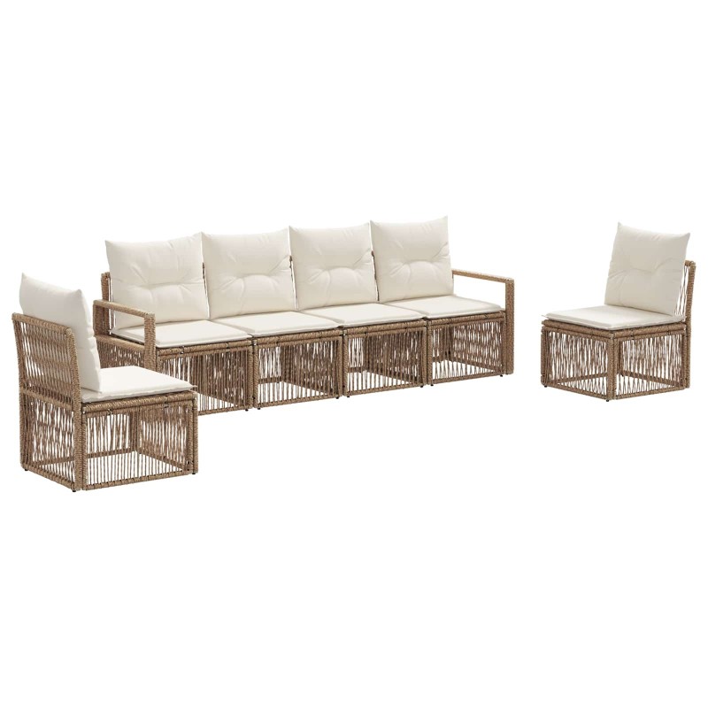 Ensemble de canapé de jardin 6 pcs Beige polyrotin 630979630979