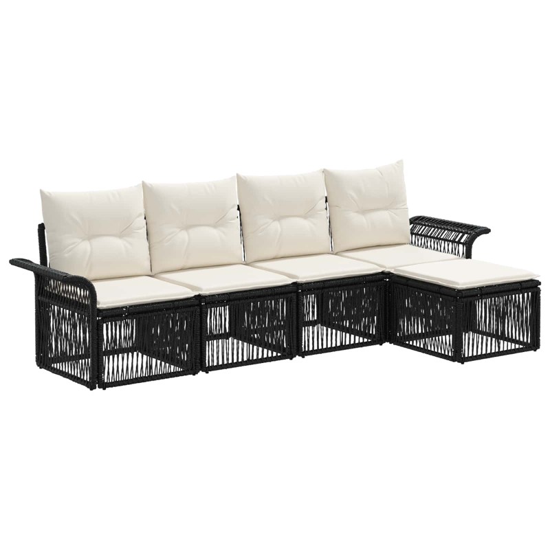 Ensemble de canapé de jardin 5 pcs Noir polyrotin 630981630981