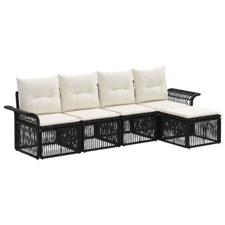 Ensemble de canapé de jardin 5 pcs Noir polyrotin 630981630981
