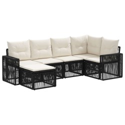 Ensemble de canapé de jardin 6 pcs Noir et blanc crème 630982630982