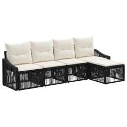 Ensemble de canapé de jardin 5 pcs Noir polyrotin 630985630985