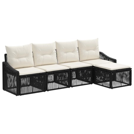 Ensemble de canapé de jardin 5 pcs Noir polyrotin 630985630985