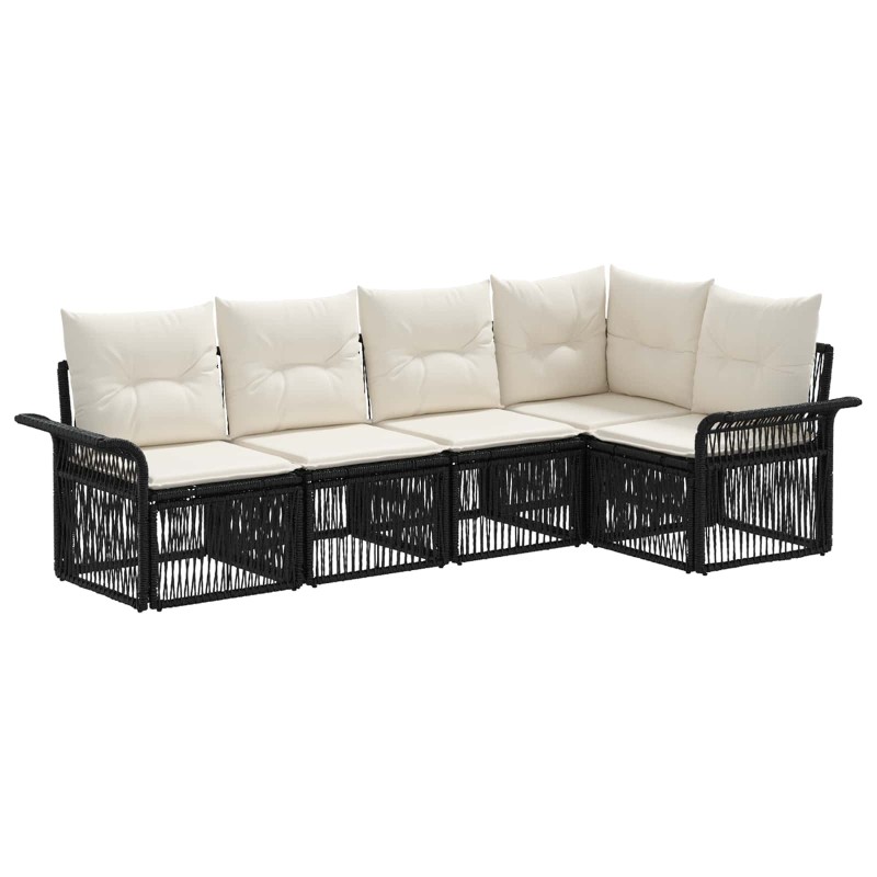 Ensemble de canapé de jardin 5 pcs Noir polyrotin 630987630987